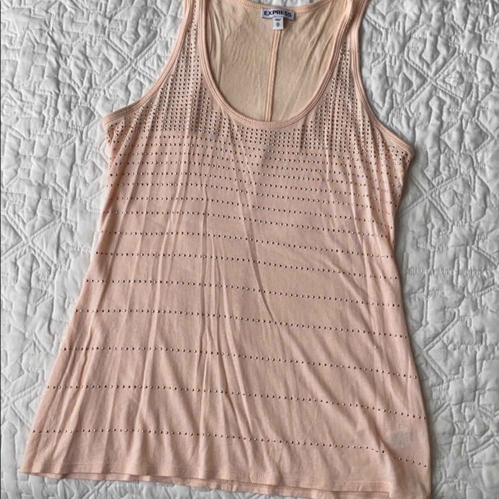 Express rhinestone tank top light salmon/cream